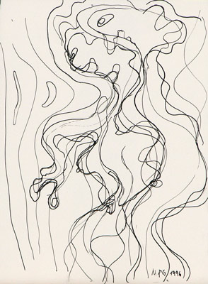 Zeichnung, 1996, Tusche auf Papier, ca. 25 x 18 cm