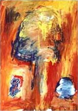Erde-Feuer, 1998, Acryl auf Papier, 2 x 70 x 55 cm