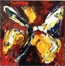 Schmetterlinge, 1998, Alkyd auf Leinwand, 4 x 20 x 20 cm