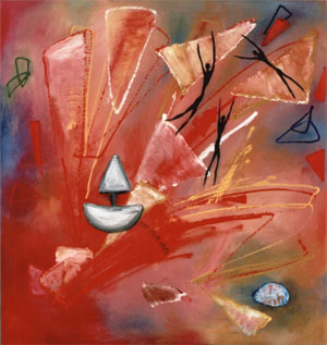 vier Elemente, 1999, l auf Leinwand, 4 x 100 x 95 cm