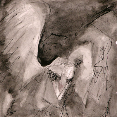 Vogel, Tusche, 27 x 27 cm
