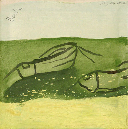 Boote, 2002, l auf Leinwand, 35 x 35 cm