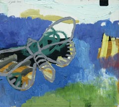Schmetterlinge, 2003, l auf Leinwand, 5 x 25 x 32 cm
