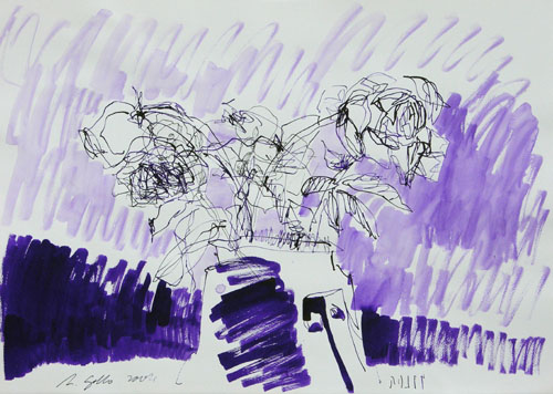 Rosen, Tusche auf Papier, 50 x 70 cm