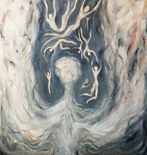 Dimensionen, 1997, l auf Leinwand, 100 x 95 cm