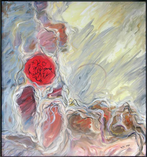 Dimensionen, 1997, Öl auf Leinwand, 100 x 95 cm