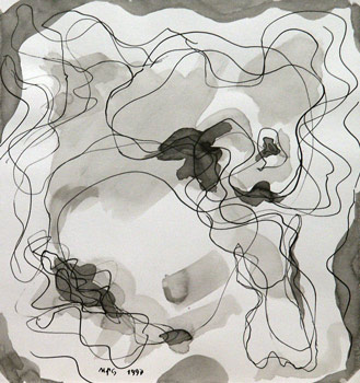 Zeichnung, 1997, Tusche auf Papier, ca. 22 x 21 cm