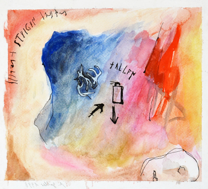 1998_52 Steigen und Fllt, 1998, Aquarell, Feder, 23 x 25 cm
