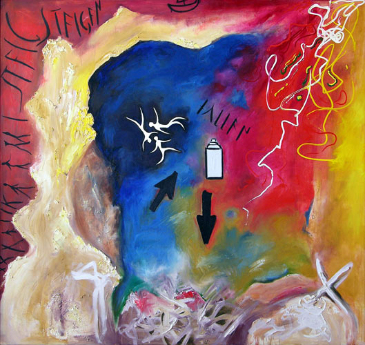 Steigen und Fllt, 1998, l auf Leinwand, 170 x 180 cm
