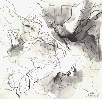 (ohne Titel), 1998, Tusche auf Papier, 20 x 20 cm