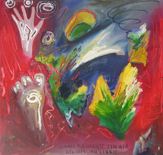 Zimmer mit Blumen, 1998, l auf Leinwand, 90 x 95 cm