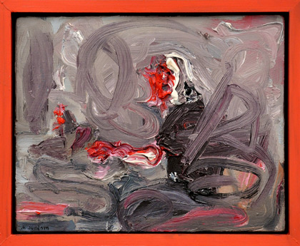 Schreibender, 1999, l auf Hartfaser, 19 x 23 cm