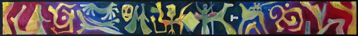 Kommunikation, 1999, l auf Leinwand, 20 x 200 cm