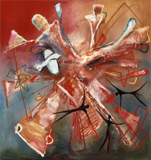 vier Elemente, 1999, l auf Leinwand, 4 x 100 x 95 cm
