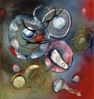 vier Elemente, 1999, l auf Leinwand, 4 x 100 x 95 cm