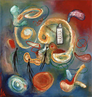 vier Elemente, 1999, l auf Leinwand, 4 x 100 x 95 cm