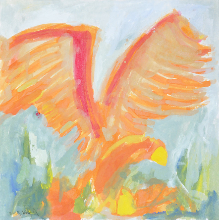 Vogel, Gouache, 31 x 31 cm
