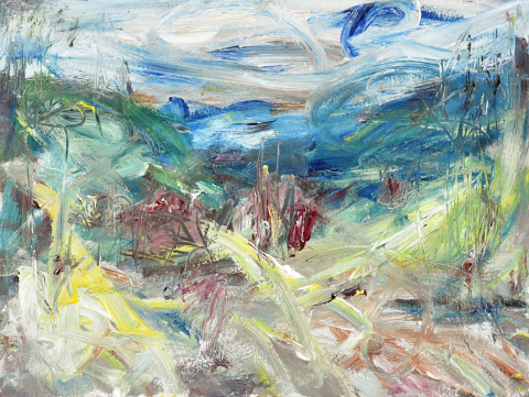 Landschaft, 2000, l auf Karton, 30 x 40 cm