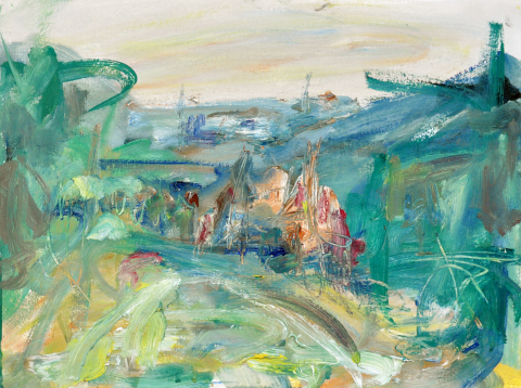 Landschaft, 2000, �l auf Karton, 30 x 40 cm