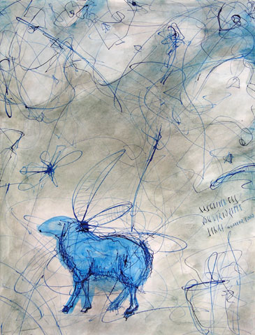 das Gleichnis vom verlorenen Schaf, 2000, Feder und Tusche auf Papier, ca. 70 x 50 cm