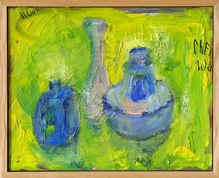 Stillleben mit gelb, 2000, l auf Hartfaser, 24 x 30 cm