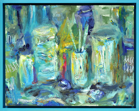 Stillleben, 2000, l auf Hartfaser, 32 x 41 cm
