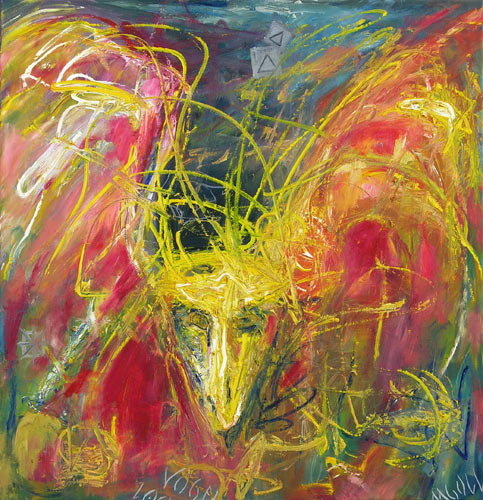 Vogel, 2000, Öl auf Leinwand, 84 x 81 cm