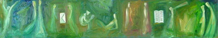 Wir haben uns lange nicht gesehen (I), 2000, l auf Leinwand, 40 x 220 cm