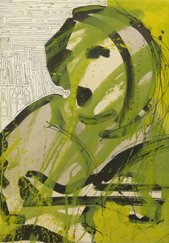 der Gitarrespieler, 2001, Mischtechnik auf Papier, 67 x 47 cm