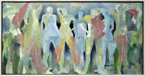 neun, 2001, l auf Hartfaser, 50 x 100 cm