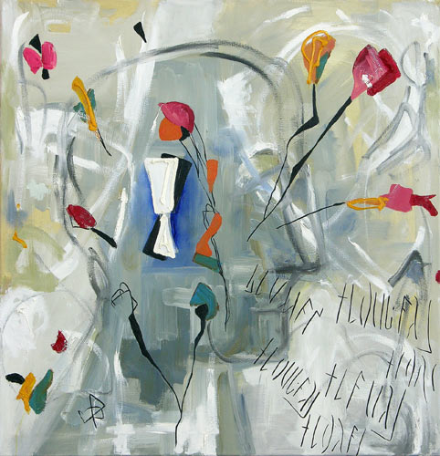 Zimmer mit Blumen, 2001, l auf Leinwand, 84 x 81 cm