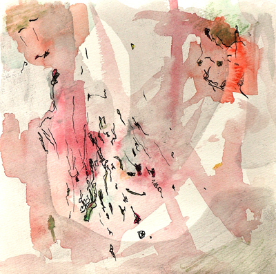 Zeichnung, 2002, Mischtechnik auf Papier, 20 x 20 cm