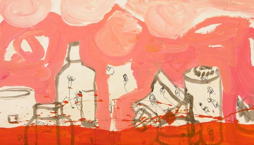 Stillleben, Mischtechnik auf Papier, 51 x 91 cm