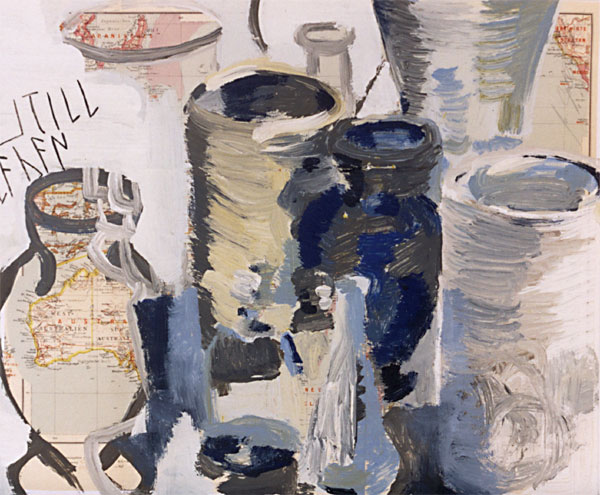 Stillleben, 2002, Mischtechnik auf Papier, 44 x 54 cm