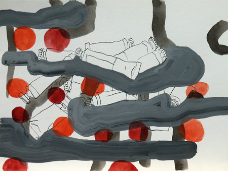 Stillleben, 2002, Mischtechnik auf Papier, 30 x 40 cm