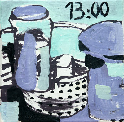 13-Uhr-Bilder, 2003, l auf Leinwand, 30 x 30 cm