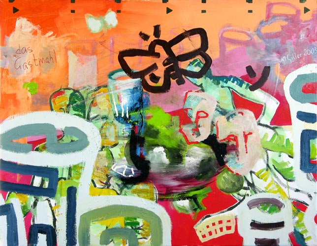 Das Gastmahl, 2003, l auf Leinwand, 125 x 160 cm