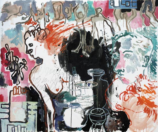 Im Dezember im Atelier gemaltes Bild, 2003, l auf Leinwand, 100 x 120 cm