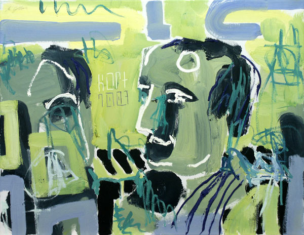 Kpfe, 2003, l auf Leinwand, 70 x 90 cm