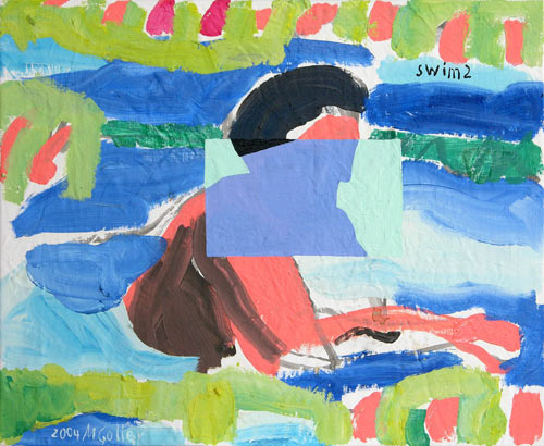 Schwimmer, 2003, l auf Leinwand, 65 x 80 cm