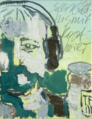 Selbstbildnis mit Kopfhörer, 2003, Öl auf Leinwand, 38 x 30 cm