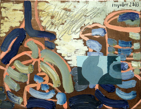Stillleben mit blau, 2003, l auf Leinwand, 30 x 38 cm