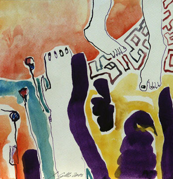 Aquarell, Tusche auf Papier