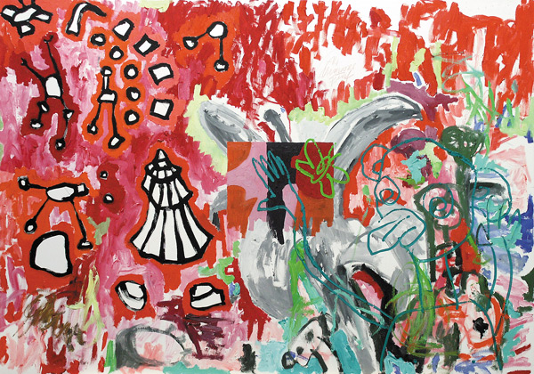 A4 - Nummer fnf, 2004, l auf Leinwand, 105 x 150 cm