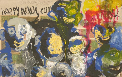 Happy New Year, 2004, Acryl auf Papier, 61 x 95 cm