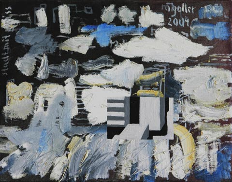 Stadt mit wei, 2004, l auf Leinwand