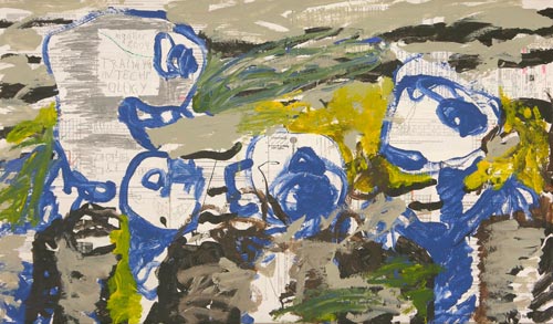 Training in Technology, 2004, Acryl auf Papier, 57 x 96 cm