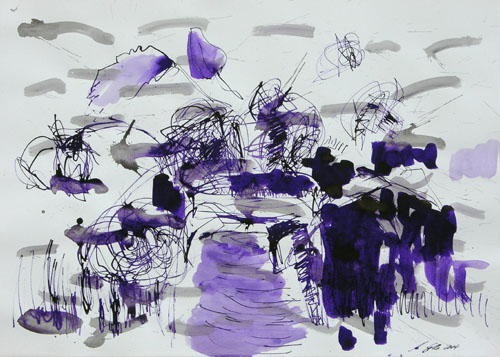 Rosen, Tusche auf Papier, 50 x 70 cm