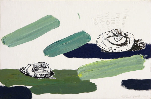 Nach Makrofotografien von Plastiken von Klaus Sobolewski, 2005, l auf Leinwand, 31 x 47 cm