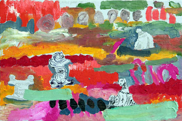 Nach Makrofotografien von Plastiken von Klaus Sobolewski, 2005, l auf Leinwand, 40 x 61 cm